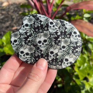 Goth Tropical Skull Car Coaster Set  | Goth Car Accessories